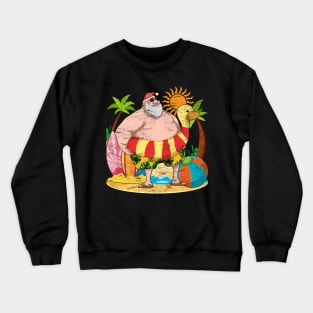 Tropical Summer Funny Santa Claus Xmas Hawaii Christmas In July Crewneck Sweatshirt